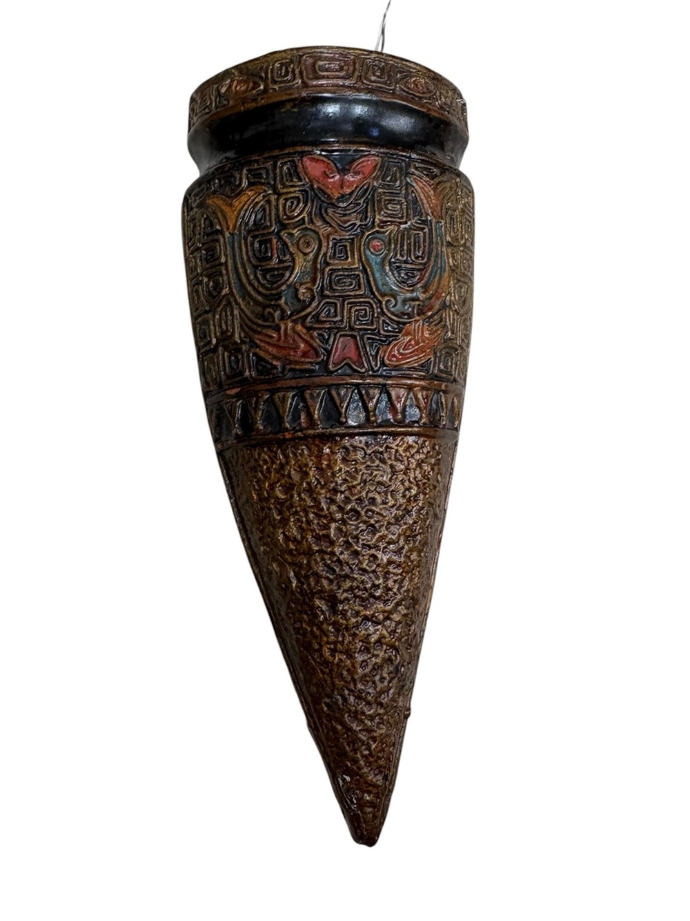 Vintage Black Majolica Pottery Wall Pocket Vases  20s 30s 40s